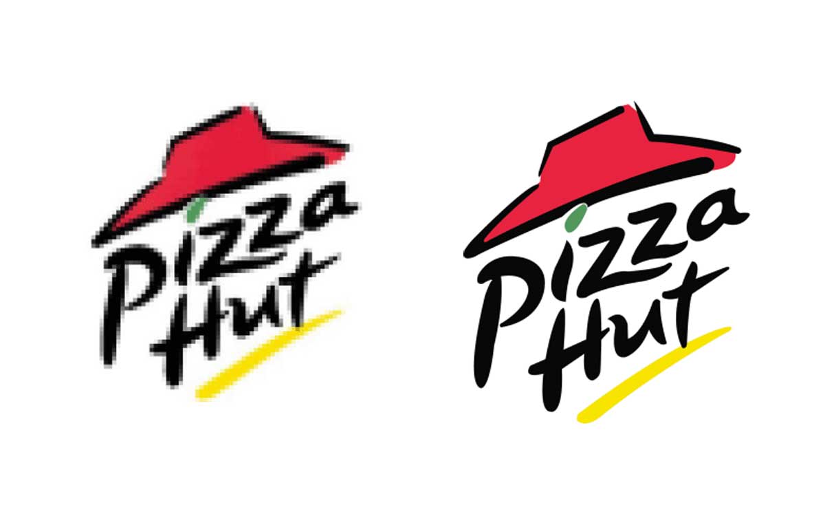Logo Pizza Hut Dalam Format Raster Image vs Vektor Gambar Vektor dan Raster: Perbedaan Format dan Contohnya Dalam Desain Logo